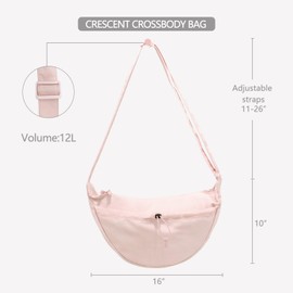 KDWAVE Hobo Bag Crescent Crossbody Bag for Women Men Moon Shoulder Bag with Zipper Lightweight Sling Bag Dumpling Bag, Pink