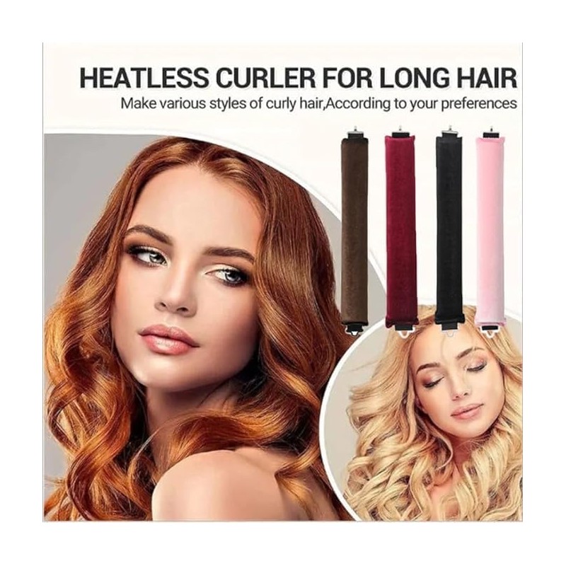 Heatless Curls Overnight, Heatless Long Hair Rollers with Hooks, Soft