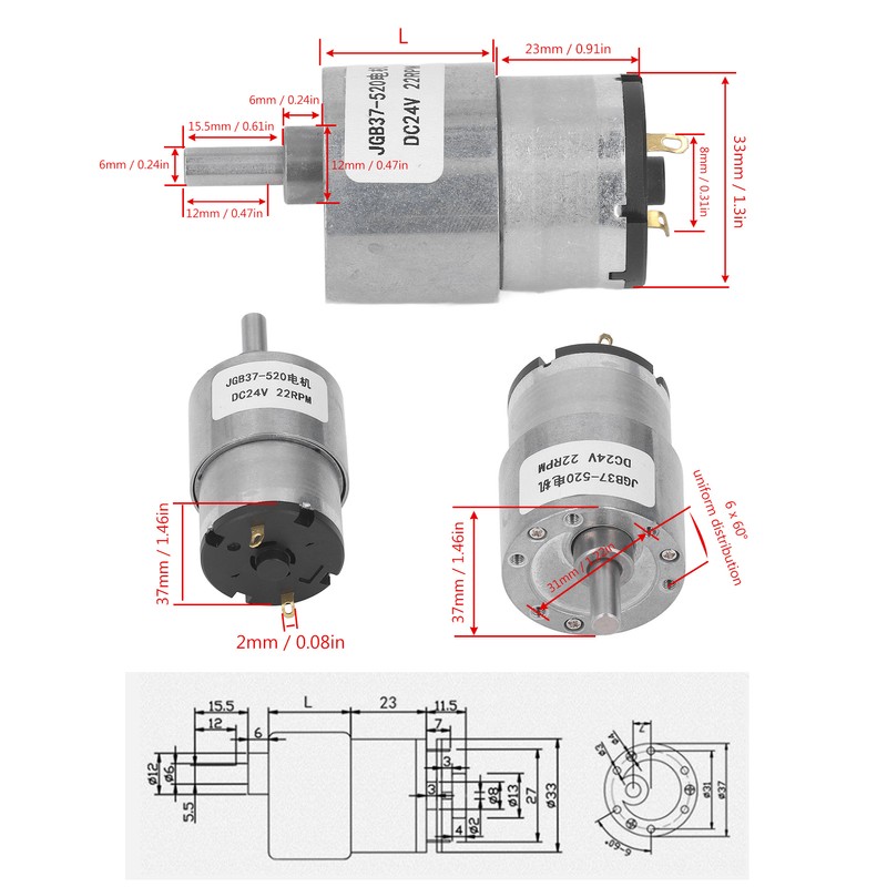 Self Locking Worm Gear Motor Great Torsion Brass Coil Speed