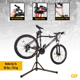 BikeHand Bike Repair Stand - Home Portable Bicycle Mechanics Workstand - for Mountain MTB Road Bikes Maintenance - Max. 55 lbs