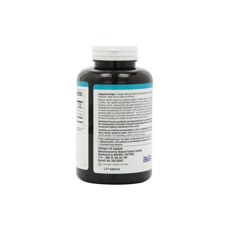 Natural Factors Natural Factors - Unbleached Lecithin 1200 mg, 180