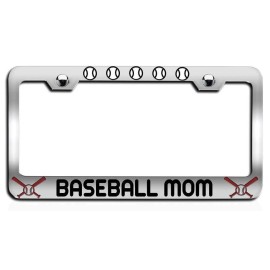 Makoroni BASEBALL MOM Baseball Ch Steel License Plate Frame, License Tag Holder