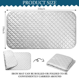 Oudain 2 Pieces Magnetic Ironing Mat Heat Resistant Ironing Blanket Portable Travel Folding Ironing Pad Iron Board Alternative Cover for Washer Dryer Table Top Laundry Clothes, 33 x 19, Grey
