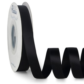 Ribbli Double Faced Black Satin Ribbon,1/2” x Continuous 25 Yards,Use for Bows Bouquet,Gift Wrapping,Floral Arrangement