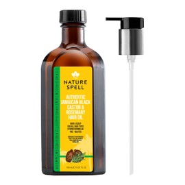 Nature Spell Jamaican Black Castor and Rosemary Oil Blend for Hair & Scalp with Pump Dispenser, Pre-Diluted Oil to Strengthen Roots and Smooth Strands, For All Hair Types, Vegan, 150ml