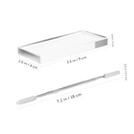 SAFIGLE 3 Pcs Glass Nail Art Toning Palette with Dual Head Cuticle Pusher Professional Manicure Tools for Nail Gel Mixing Easy Cleanup for Salons and Personal Use