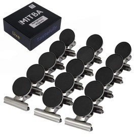 Refrigerator Magnets by MiTBA – Super Strong Heavy Duty Magnets for Photos, Lists, Calendars, Crafts and Much More! Round Whiteboard & Fridge Magnets with 1.5in Wide Clips (15)