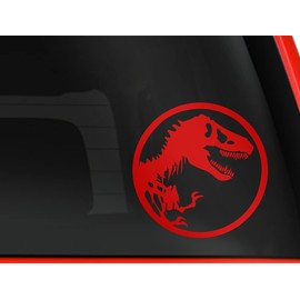 T-Rex Dinosaur Tyrannosaur White Car Window Wall Notebook Laptop Vinyl Sticker Decal (Red, 5.5")