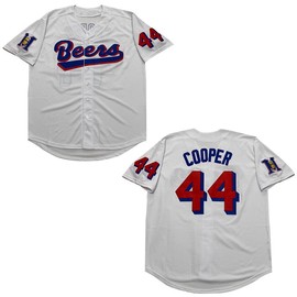 Men's #44 Joe Cooper Jersey Beers White Movie Baseball Jersey (S)