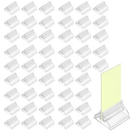 Clear Game Card Stand 50 Pcs, Plastic Place Card Holders Stand Triangle for Small Card, Display Card, Wedding Table Cards