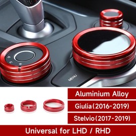 3PCS Car Multimedia Knob Cover Sticker Decal Interior Trim fit for Alfa Romeo Giulia 952 Stelvio 949 2016 2017 2018 2019 Interior Accessories