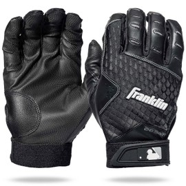 Franklin Sports 2nd-Skinz - Guantes de Bateo, Negro, Juvenil, Mediano