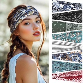 BELEVO 8 Pcs Headbands for Women's Hair, Elastic Soft Head Bands Adult Women No Slip Yoga Sports Fashion Accessories
