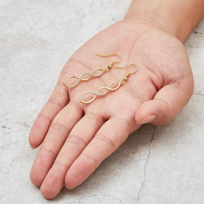 Philip Jones Gold Plated Twist Drop Earrings Created with Zircondia®