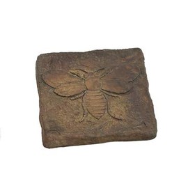 Solid Rock Stoneworks Set of 2 Bee Stepping Stone- 2" h x 12" Square-Weathered Stone