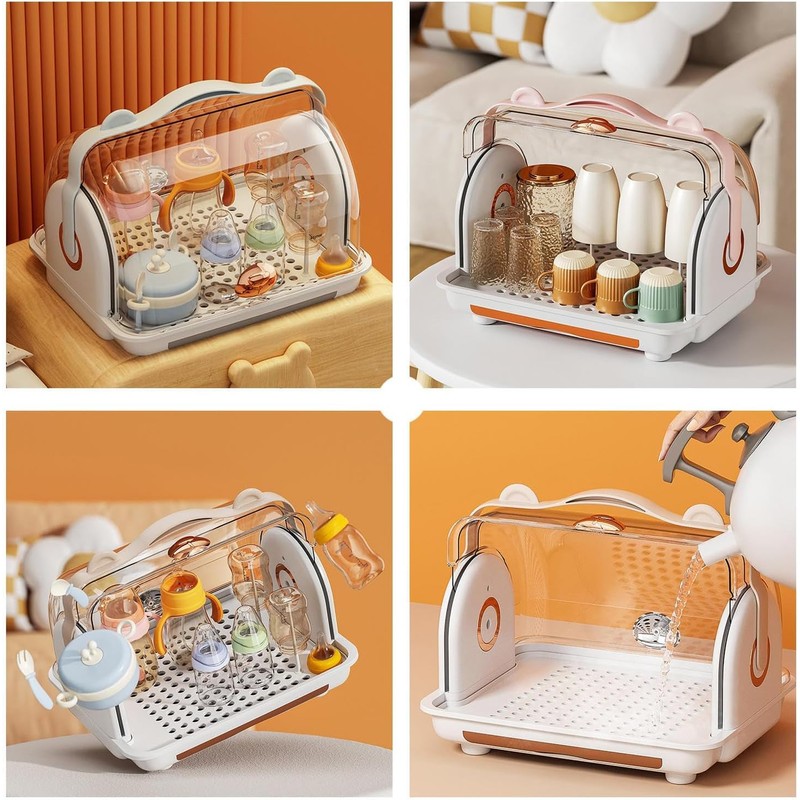 Nollapo Baby Bottle Drying Rack Storage, Nursing Bottle Storage Box