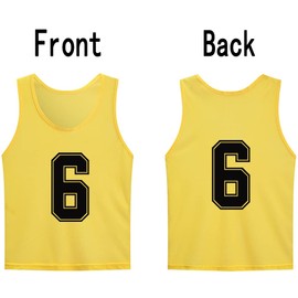 SHIJIXING 12 Pack（1-12） Numbered Pinnies/Soccer Training Bibs/Basketball Jerseys for Kids,Youth and Adults (XL, 1-12 Yellow)