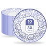 30 Count Large Paper Plates 10 Inch, Blue Floral Disposable