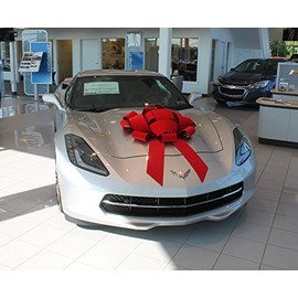 30" Big Red Velvet Magnetic Car Bow - Made in USA