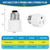 ENATECLITE 3-Prong Light Socket to Plug Adapter,E26/E27 Light Socket Outlet,2/3