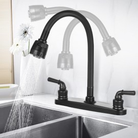 RV Kitchen Faucet Non-Metallic, Flexible Spout for Campers, Motorhomes, Travel Trailers (Black)