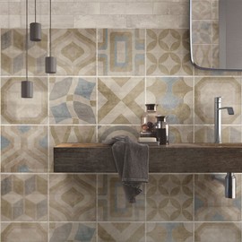 RE-COVERTILES - Tile Stickers for Bathroom and Kitchen 12 Pcs 15x15 cm - PS00172 Wall Decoration in Waterproof PVC Mosaic Tiles Style Azulejos Cement Tiles