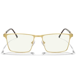 anteojos de lectura de Merry's, anteojos de bloqueo de luz azul – lente protectora de resina óptica marco de metal con patrón de bisagra de resorte para regalo para hombres y mujeres, Dorado, 0.50x