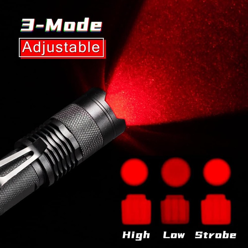 4 Pack Red Light Flashlight, 3 Modes Red LDE Red