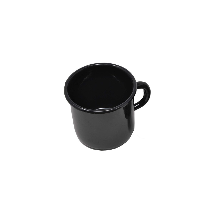 Madacha 2 Large Metal-Enamelled Mugs - Black - 400 ml