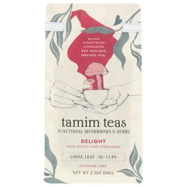 Reishi Mushroom Tea I TAMIM TEAS Reishi Delight I Organic Mushroom Blend with Reishi, Cinnamon and Honeybush I Caffeine-Free and USA Family Farms I Loose Leaf - 32+ Cups