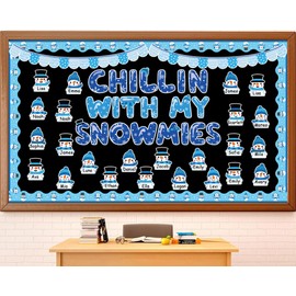 gisgfim Winter Bulletin Board Decorations Set Winter Snowman Name Tag Paper Cutouts Snowflake Winter Christmas Classroom Bulletin Board Decor for Holiday School Home Chalkboard Wall