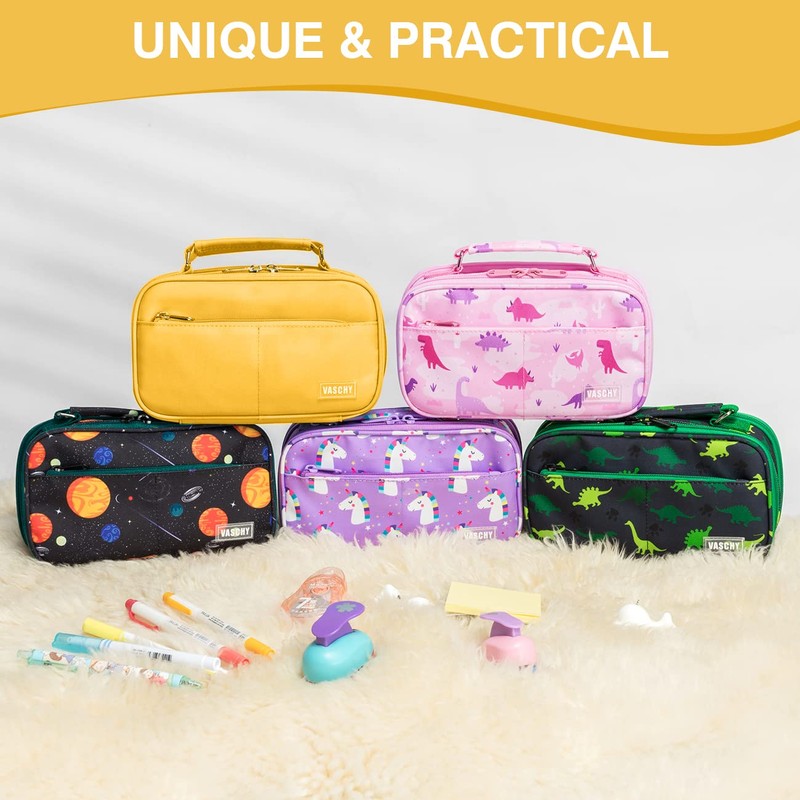 Estuche Grande,VASCHY Estuches Lápices Papelería con Compartimento para Colegio Oficina