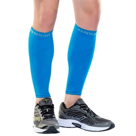 Zensah Compression Leg Sleeves, Blue, X-Small/Small