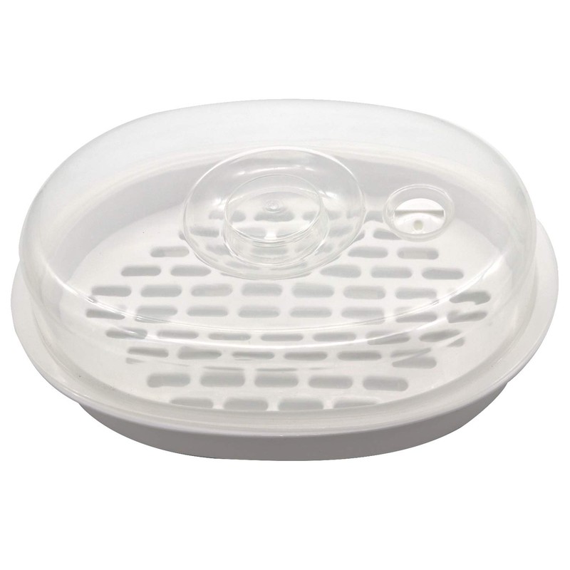 1-Tier Microwave Steamer Heating Steamer for Home Kitchen White (Oval)