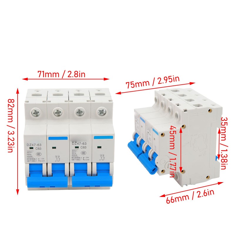 Interlock Circuit Breaker 63A 4500A Breaking Capacity Dual Power Interlock