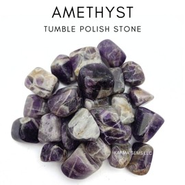 Karma Gems 1lb Amethyst Tumbled Stones - Polished Stones for Positive Energy - Crystal Kit for Fresh Mind & Restful Sleep - Healing Stone for Chakra Balancing - Ideal for Gift & Home Decor (15-25 Mm)