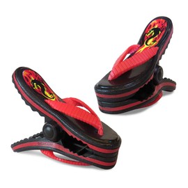 SolClip Flip Flop Fire Beach Towel Clips Pinces à Serviette de Plage (Set of 2 clips), Black Red