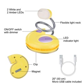 HONGUT Book Light, Kids Reading Lights for Books in Bed, LED Clip on Reading Lights, USB Rechargeable Small Bookmark Light, 3 Brightness Dimmable Reading Lamp for Bookworms Travel-Yellow