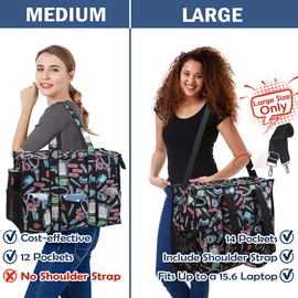 ABAMERICA Nurse Bags for Work Nursing Bag Multiple Pockets Waterproof Organizing Zip Top Clinical Bag for Nursing Students