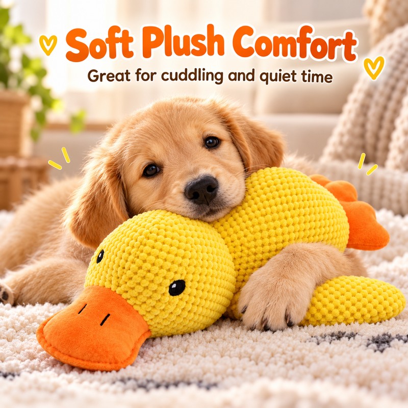 Squeaky Duck Plush Dog Toy for Interactive Play – Soft
