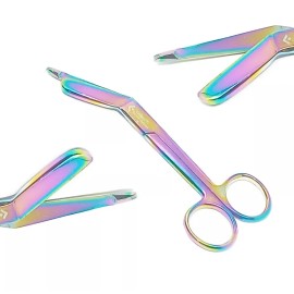 Unbranded 3 Lister Bandage Scissors 4.5" Rainbow/Multi Color Titanium Surgical Instrument