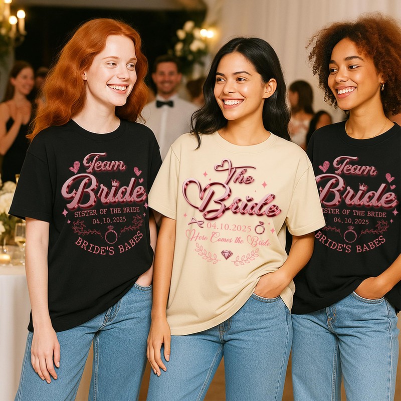 H-DEWALL Custom Shirts with Name of The Bride and Bridesmaids