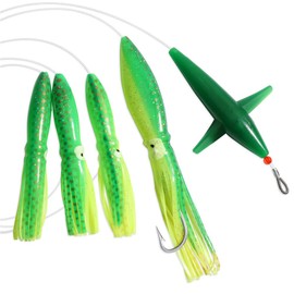 OCEAN CAT Saltwater Squid Trolling Lure for Marlin Tuna Mahi Dolphin Durado Wahoo Trolling Lures Free Mesh Bag Offshore Big Game Lures (Green)