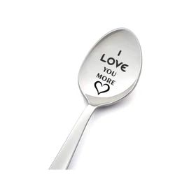 I Love You More Spoon Gifts for Him Her Anniversary Birthday Gifts for Boyfriend Girlfriend Romantic Valentine's Day Gifts for Wife Husband Couples 8 Inch Coffee Spoons