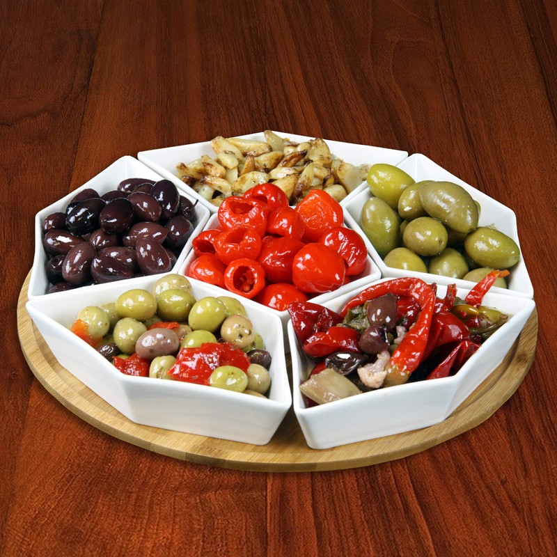 Elama Signature 12 Inch 7pc Lazy Susan Appetizer and Condiment