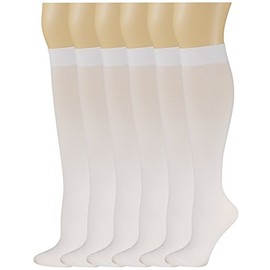 SUMONA 6 Pairs Women Opaque Spandex Knee High Trouser socks (9-11, White)