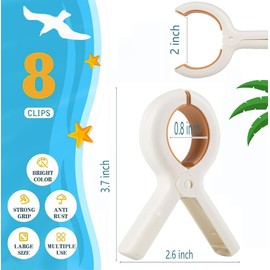 8pcs Beach Towel Clips,Large Laundry Clip Towel Pegs,Clothes Pegs For Washing Line,Non Slip Heavy Duty Large Plastic Laundry Peg for Sun Lounger, Laundry,Beach, Pool,Duvets,Bath Towels,laundry pegs