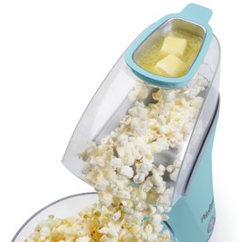 Presto 04867 Poplite Plus Hot Air Popcorn Popper - Built-In Measuring Cup + Melts Butter, Easy to Clean, Built-In Cord Wrap, 18 Cups, Aqua