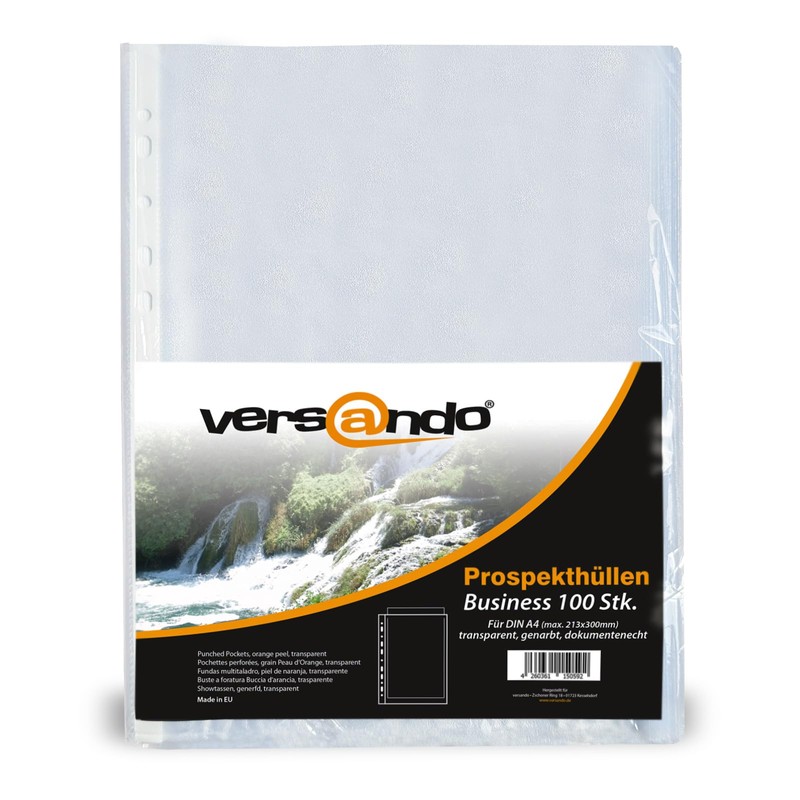 versando 100x A4 Business Document Wallets with Book Edge Transparent