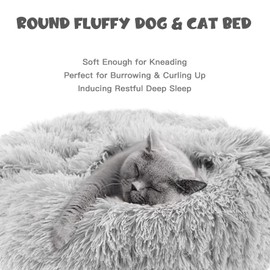 Himax Dog Beds for Small Dogs, Donut Dog Bed with Blanket Attached, Calming Dog Bed Washable (20"/26"/35") Gray